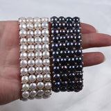 6-7mm Button Freshwater Pearl Beads Bracelet Women