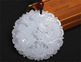 Natural Afghan Stone Jade Carved Dragon Phoenix Lucky Pendant
