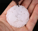 Natural Afghan Stone Jade Carved Dragon Phoenix Lucky Pendant