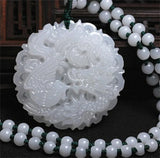 Natural Afghan Stone Jade Carved Dragon Phoenix Lucky Pendant