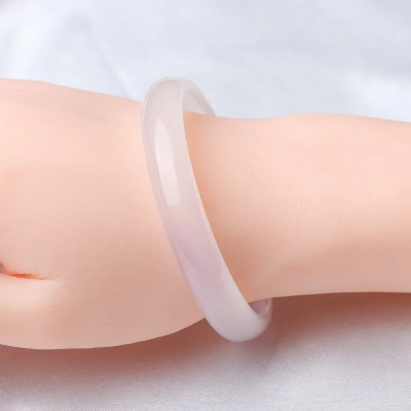 Natural Agate Hand-carved Wide Band Children's Bracelet Jewelry