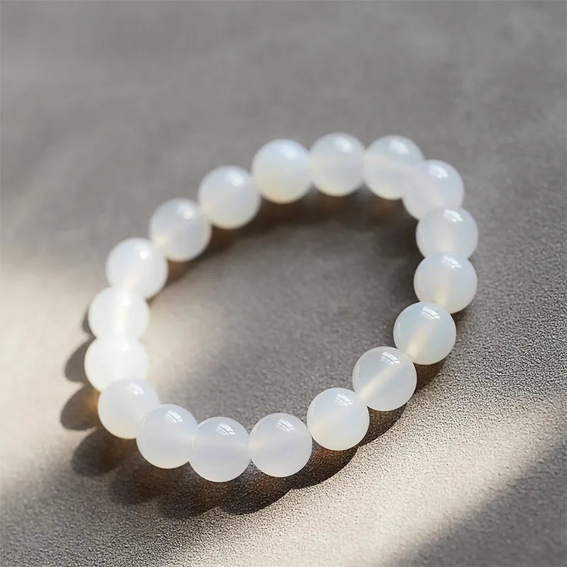 Natural Agate Round Beads Bracelet Ice-like Gift