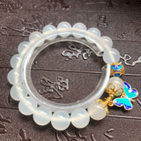 Agate Circle Bracelet with Cloisonne Butterfly Women's Jewelry