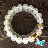 Agate Circle Bracelet with Cloisonne Butterfly Women's Jewelry