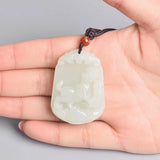 Hand Carved Natural Animal Jade Pendant Necklace with Chain