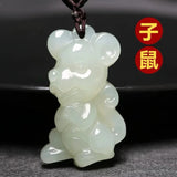 Hand Carved Natural Animal Jade Pendant Necklace with Chain