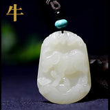 Hand Carved Natural Animal Jade Pendant Necklace with Chain