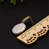 Baroque Coin Pearl Earrings 18k Ear Drop Hook Classic