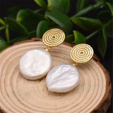 Baroque Coin Pearl Earrings 18k Ear Drop Hook Classic