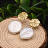 Baroque Coin Pearl Earrings 18k Ear Drop Hook Classic