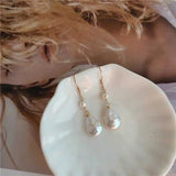 Baroque Coin Pearls Earrings 18k Hook Party Gift Freshwater Jewelry