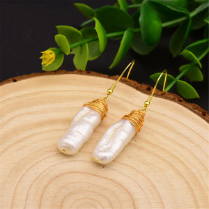Baroque Pearl Earrings 18k Hook Jewelry Real Hoop