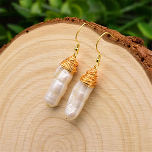 Baroque Pearl Earrings 18k Hook Jewelry Real Hoop