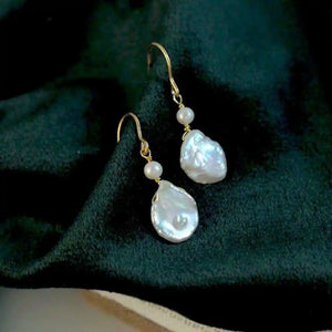 Baroque Pearls Earrings 18k Hook Eardrop Holiday Jewelry