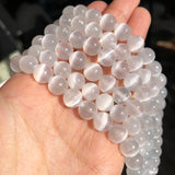 Natural Cat Eye Stone Beads High Selenite Loose Smooth Beads