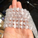 Natural Cat Eye Stone Beads High Selenite Loose Smooth Beads