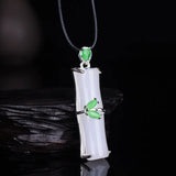 Chalcedony Bamboo Pendant 925 Silver Necklace
