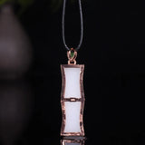 Chalcedony Bamboo Pendant 925 Silver Necklace