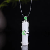 Chalcedony Bamboo Pendant 925 Silver Necklace