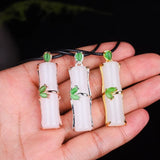 Chalcedony Bamboo Pendant 925 Silver Necklace