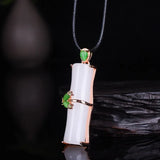 Chalcedony Bamboo Pendant 925 Silver Necklace