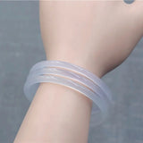 Chalcedony Hand-carved Round Bracelet Men Women Agate Gift
