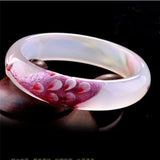 Natural Chalcedony Peacock Carved Bracelet Women's Jewelry Gift