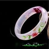 Natural Chalcedony Peacock Carved Bracelet Women's Jewelry Gift