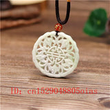 Chinese Jade Bat Pendant Necklace Double-sided Hollow Carved Amulet