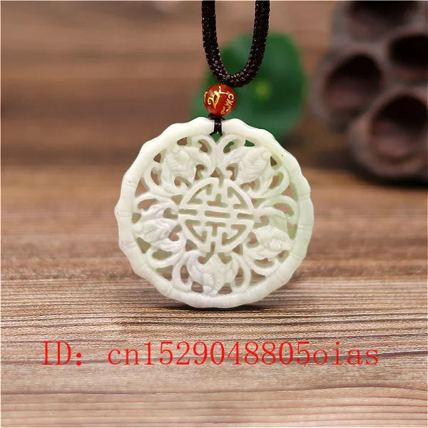 Chinese Jade Bat Pendant Necklace Double-sided Hollow Carved Amulet