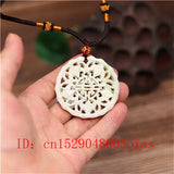 Chinese Jade Bat Pendant Necklace Double-sided Hollow Carved Amulet