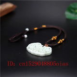 Chinese Jade Bat Pendant Flower Necklace Charm Jewelry