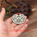 Chinese Jade Bat Pendant Flower Necklace Charm Jewelry