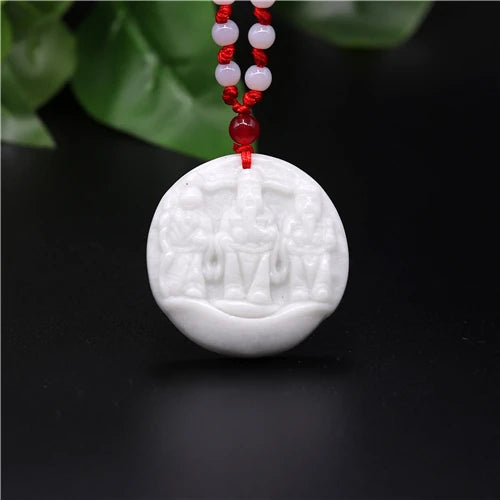 Chinese Jade God of Wealth Pendant Necklace Tiger Amulet