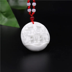 Chinese Jade God of Wealth Pendant Necklace Tiger Amulet