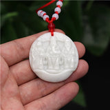 Chinese Jade God of Wealth Pendant Necklace Tiger Amulet