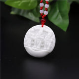 Chinese Jade God of Wealth Pendant Necklace Tiger Amulet