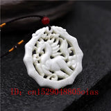 Chinese Jade Horse Pendant Necklace Charm Jewelry Hollow Carved Amulet