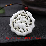 Chinese Jade Horse Pendant Necklace Charm Jewelry Hollow Carved Amulet