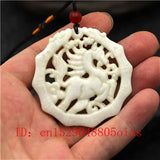 Chinese Jade Horse Pendant Necklace Charm Jewelry Hollow Carved Amulet