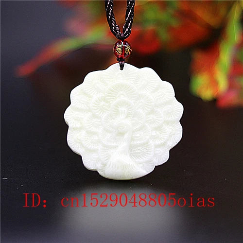Chinese Jade Peacock Pendant Necklace Charm Jewelry