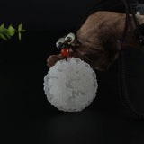 Chinese Jade Rune Pendant Necklace Charm Double-sided Hollow Carved Amulet