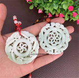 Chinese Jade Windmill Pendant Necklace Charm Jewelry Amulet Men Sweater Chain