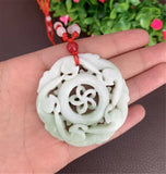 Chinese Jade Windmill Pendant Necklace Charm Jewelry Amulet Men Sweater Chain