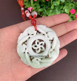 Chinese Jade Windmill Pendant Necklace Charm Jewelry Amulet Men Sweater Chain
