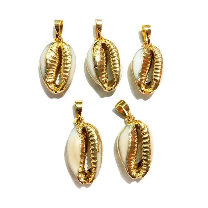 Cowrie Shell Pendant Bead Plated Beach Shell Pendants Gemstone Jewelry
