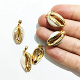 Cowrie Shell Pendant Bead Plated Beach Shell Pendants Gemstone Jewelry
