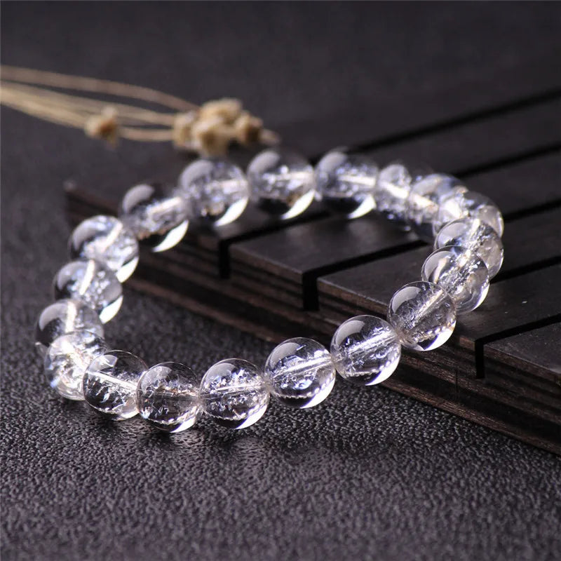 Natural Cracked Crystal Round Bracelet 8/10mm DIY Necklace