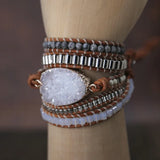 Crystal Cluster Bracelet Beaded Stone Woven Hand Jewelry for Women Couple