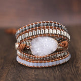 Crystal Cluster Bracelet Beaded Stone Woven Hand Jewelry for Women Couple